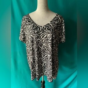 Styler Women’s Zebra Print Women's Short Sleeve Blouse, Size 2XL, EUC